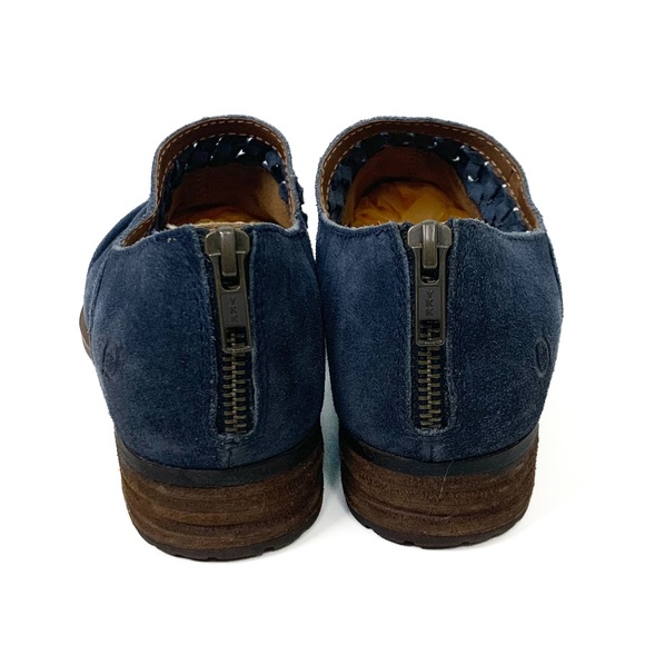 Born Katharina Ankle Booties Blue Suede Women Size 8 Zip Back Boho Distressed - Picture 5 of 14
